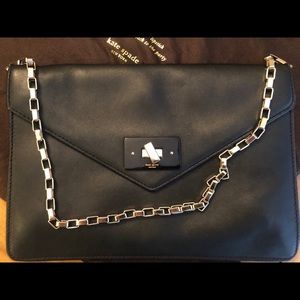 Kate Spade Black Leather Envelope Clutch